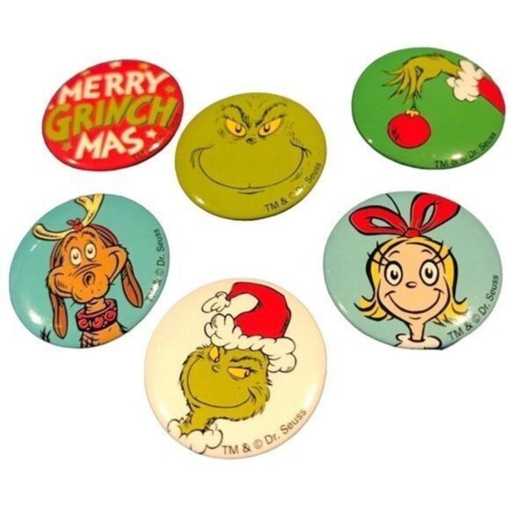Dr. Suess‎ Grinch mini buttons set gift stocking stuffers holiday Christmas